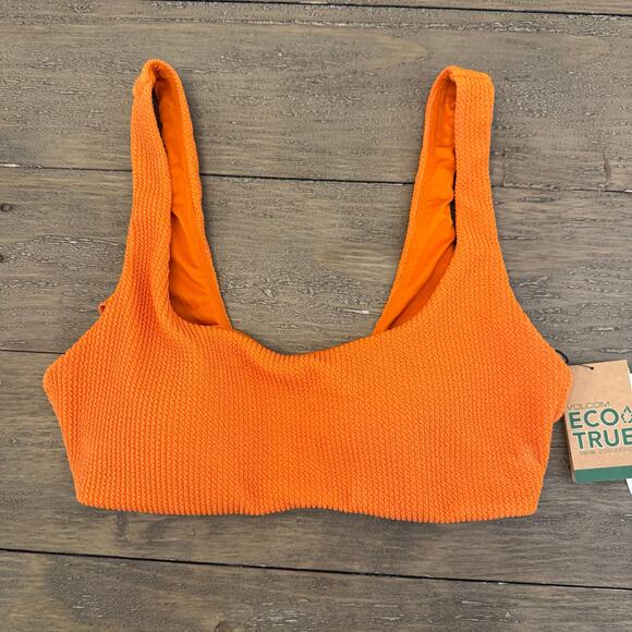Volcom Junior's Size Medium NWT Rust Orange Scoop Neck Textured Swim Top $48 - Picture 8 of 8
